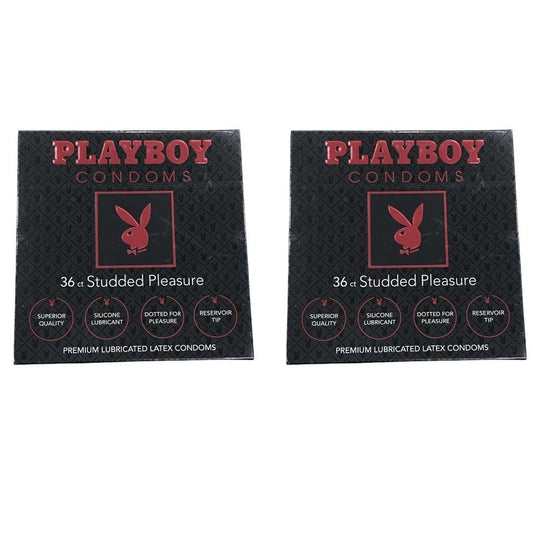 2 Packs Playboy 36Ct Studded Pleasure Lubricated Latex Dotted Condoms (72 Total)