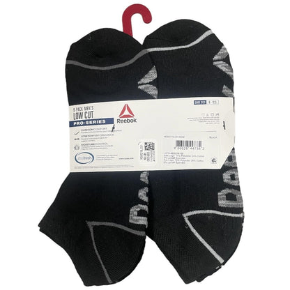 Reebok Men's Pro Series Low Cut Socks 6-Pack, Black, Shoe Size 6-12.5 - 2 PACKS (12 Pair Total)