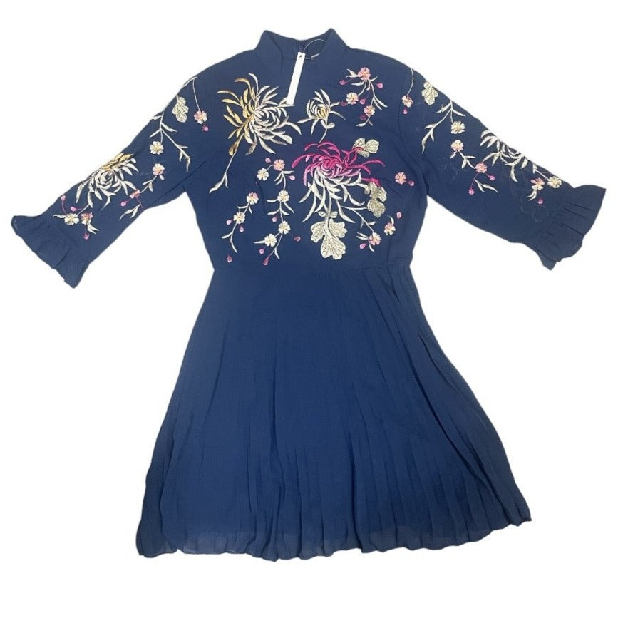 ASOS Women's Floral Embroidered Dress, Blue, Pullover Closure, US Size 6