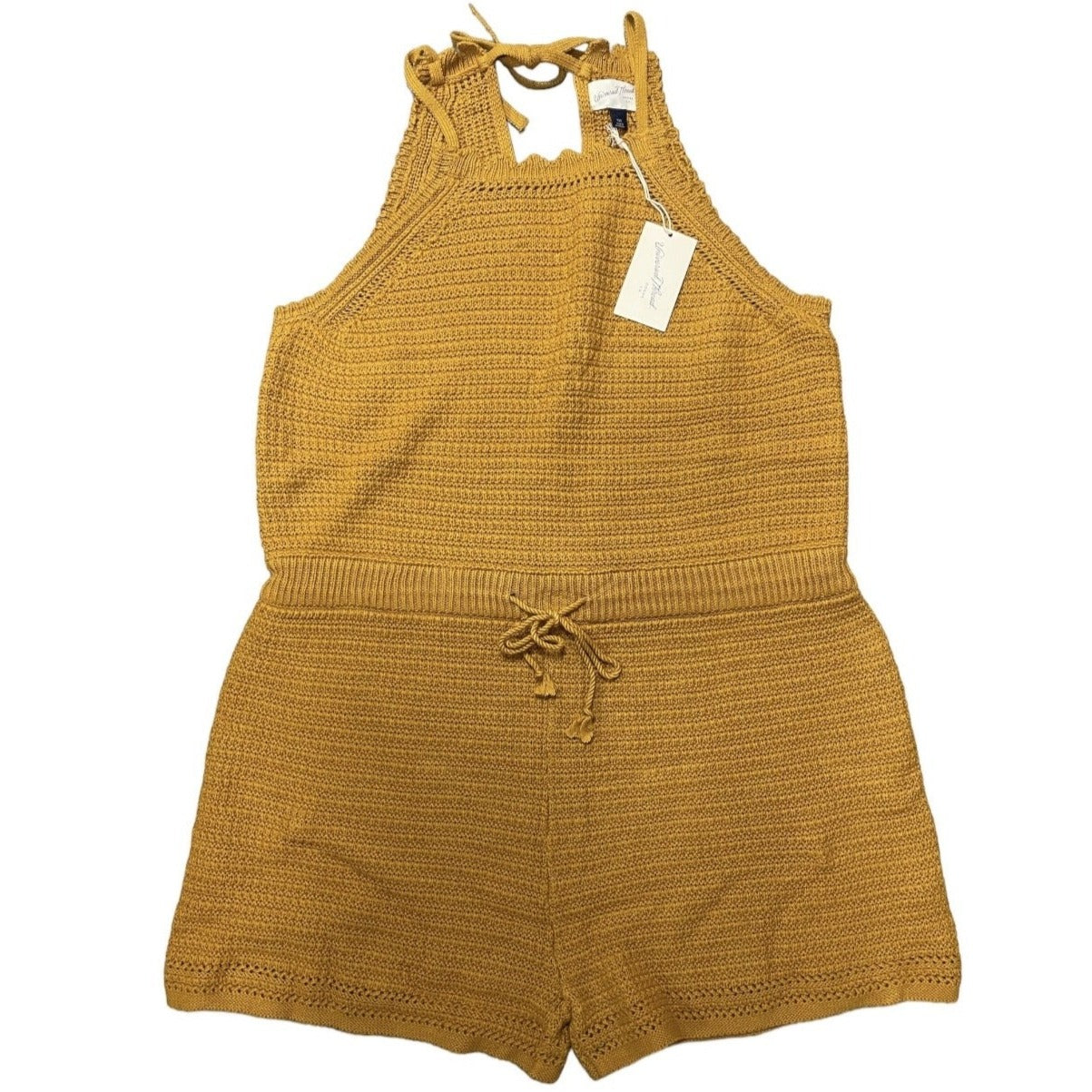 Apparel Wholesale Lot -  Universal Thread Women's Yellow Knit Romper, Sleeveless Drawstring, Assorted Sizes - 11 Units