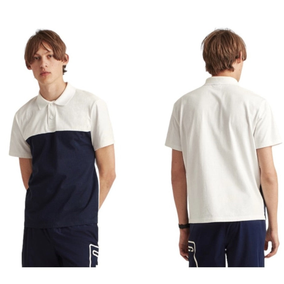 Bonobos Fielder Men's Short Sleeve Colorblock Cotton Polo Shirt Navy White - L