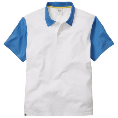 Bonobos Fielder Men's Short Sleeve Contrast Cotton Polo Shirt White Blue, Size L