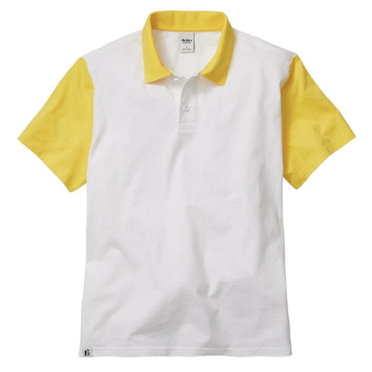 Bonobos Fielder Men's Short Sleeve Contrast Cotton Polo Shirt, White/Yellow, Size L