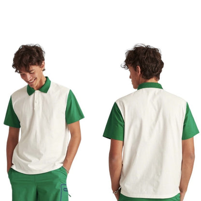 Bonobos Fielder Mens Short Sleeve Contrast Cotton Polo Shirt White Green Size XL