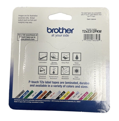 Brother Genuine P-Touch, TZE2312PK, 0.47" x 26.2', Standard Laminated Tape, Black on White, 2 Pack - Lot Of 3 Packs (6 Cartridges Total)