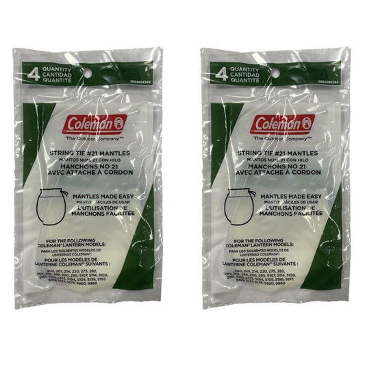 Coleman String Tie Mantle #21 For Fueled Camping Lantern, 4 Count Each- 2 Packs