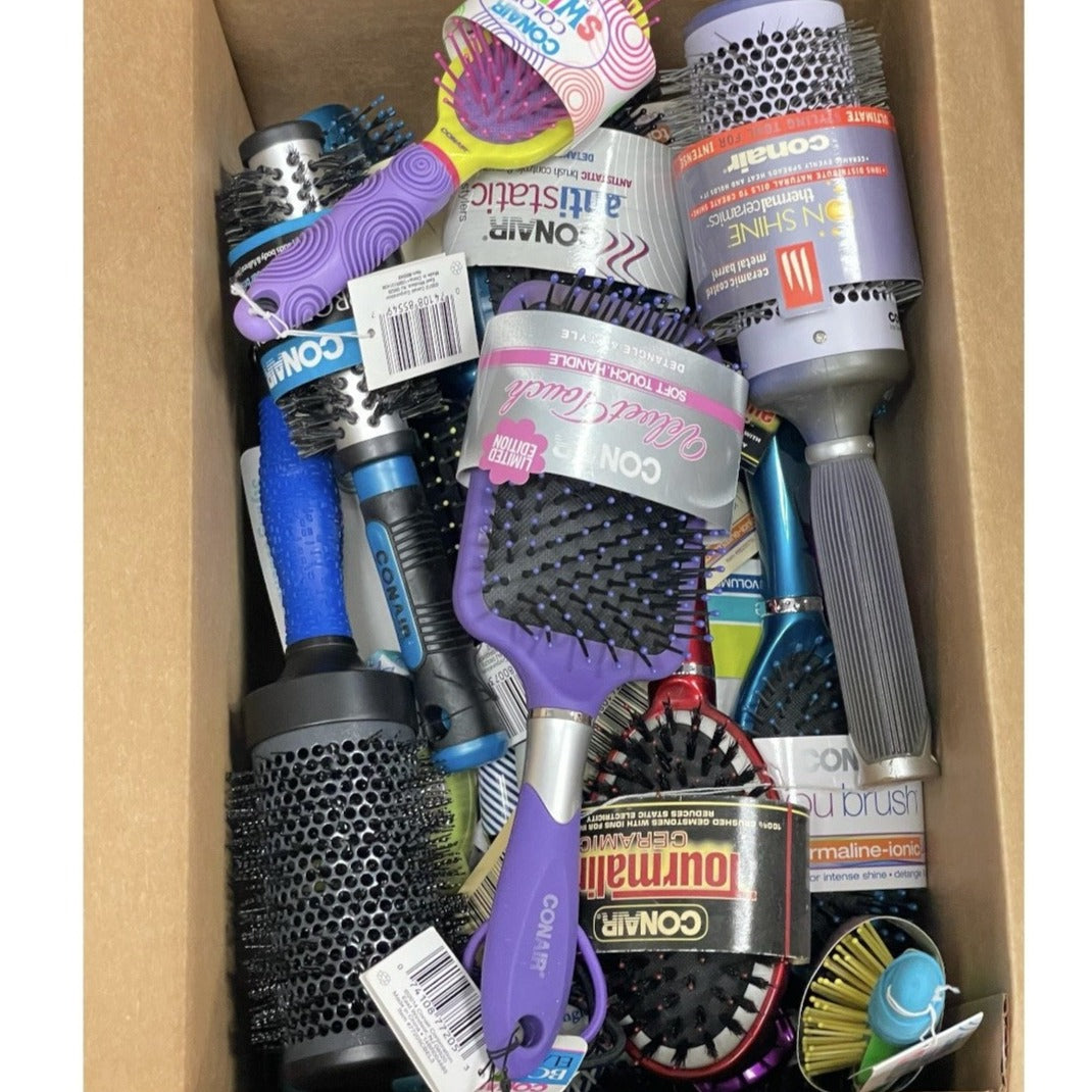 Conair Styling Hair Brushes, Assorted Styles, Sizes And Colors - 30 Units wholesale lot liquidations