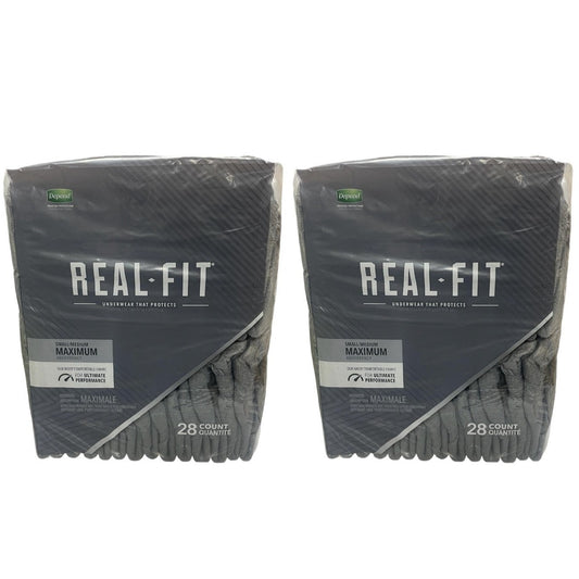 Depend Real Fit Incontinence Underwear For Men, S/M, 28"-40" Waist, 56 CT, Grey