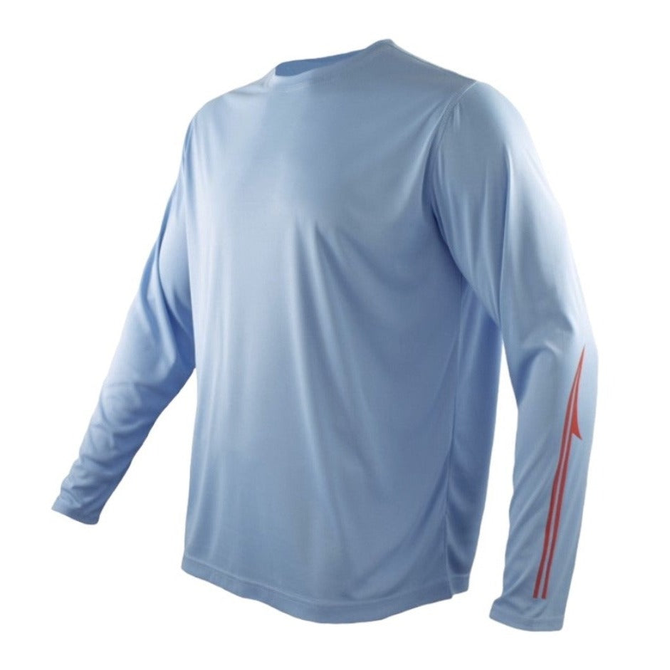 FinTech Men's Long Sleeve Fishing Shirt, , Light Blue, UPF 50, Quick Dry, Size Medium