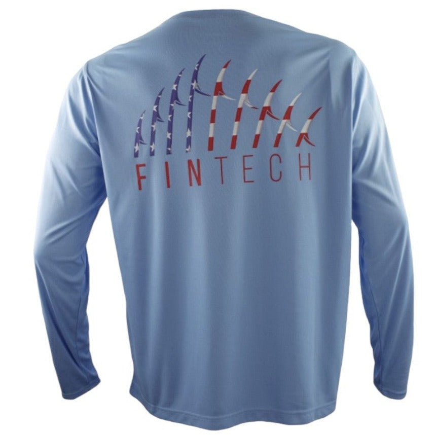 FinTech Men's Long Sleeve Fishing Shirt, , Light Blue, UPF 50, Quick Dry, Size Medium