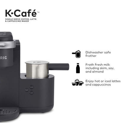 Keurig K-Cafe Single Serve K-Cup Coffee Maker, Latte Maker and Cappuccino Maker, Dark Charcoal
