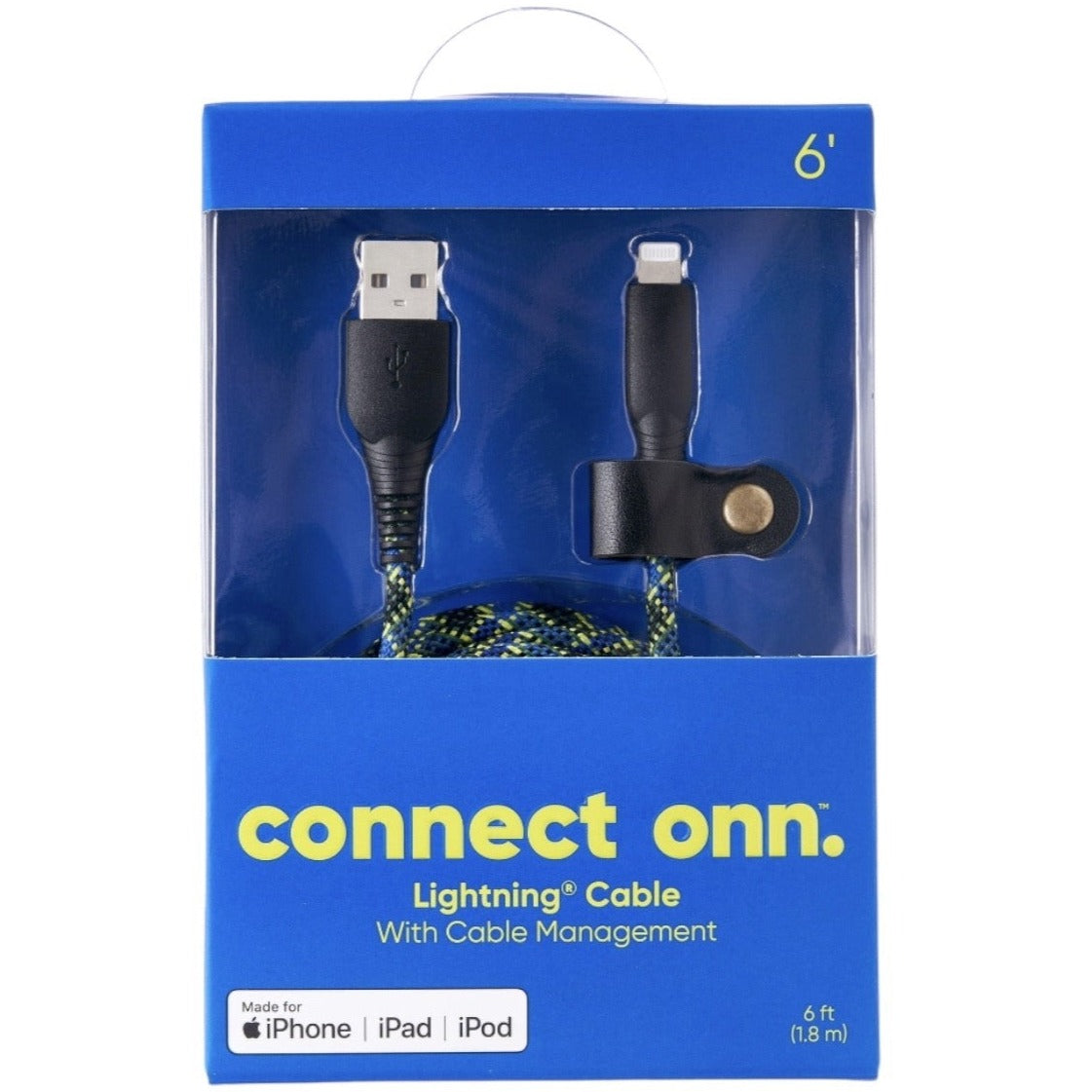 Connect Onn USB To Lightning Cable 6 Ft W/Cable Management - Wholesale Lot Of 20