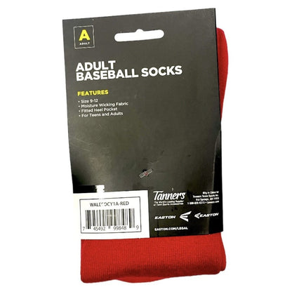 Easton Baseball Softball Socks, Red, Knee High, Adult Size 9-12,  2 Packs