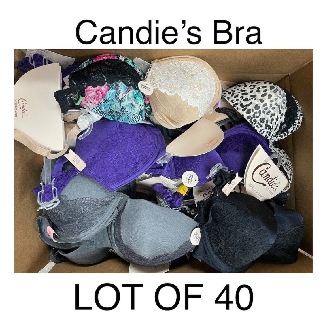Lot Of 40 Candie's Padded Underwire Support Push Up Bra, Assorted Sizes & Colors overstock, surplus, wholesale lot, underwear, liquidations