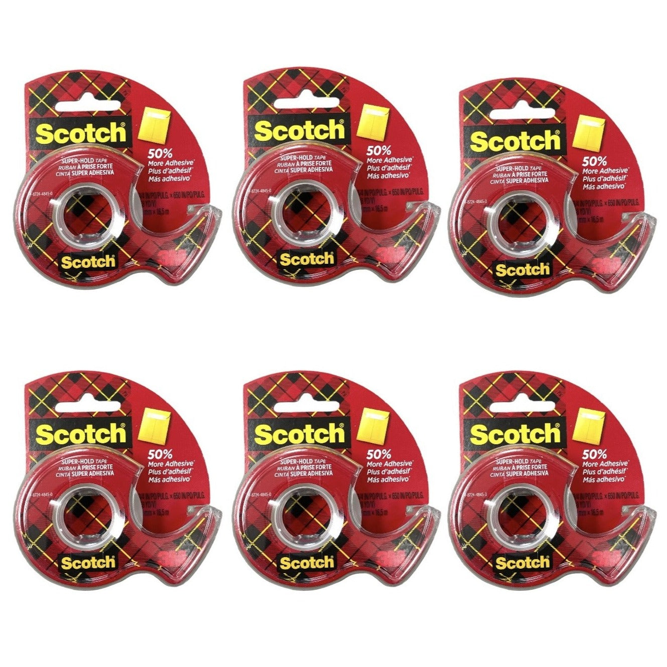 Scotch 3M Super Hold Clear Tape Dispenser 0.75 In X 650 In (18 Yards) - Pack Of 6 Holidays gigt wrapping crafts