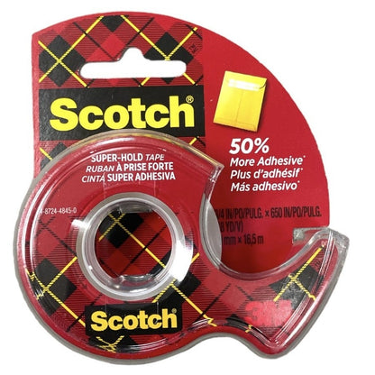 Scotch 3M Super Hold Clear Tape Dispenser 0.75 In X 650 In (18 Yards) - Pack Of 6 Holidays gigt wrapping crafts