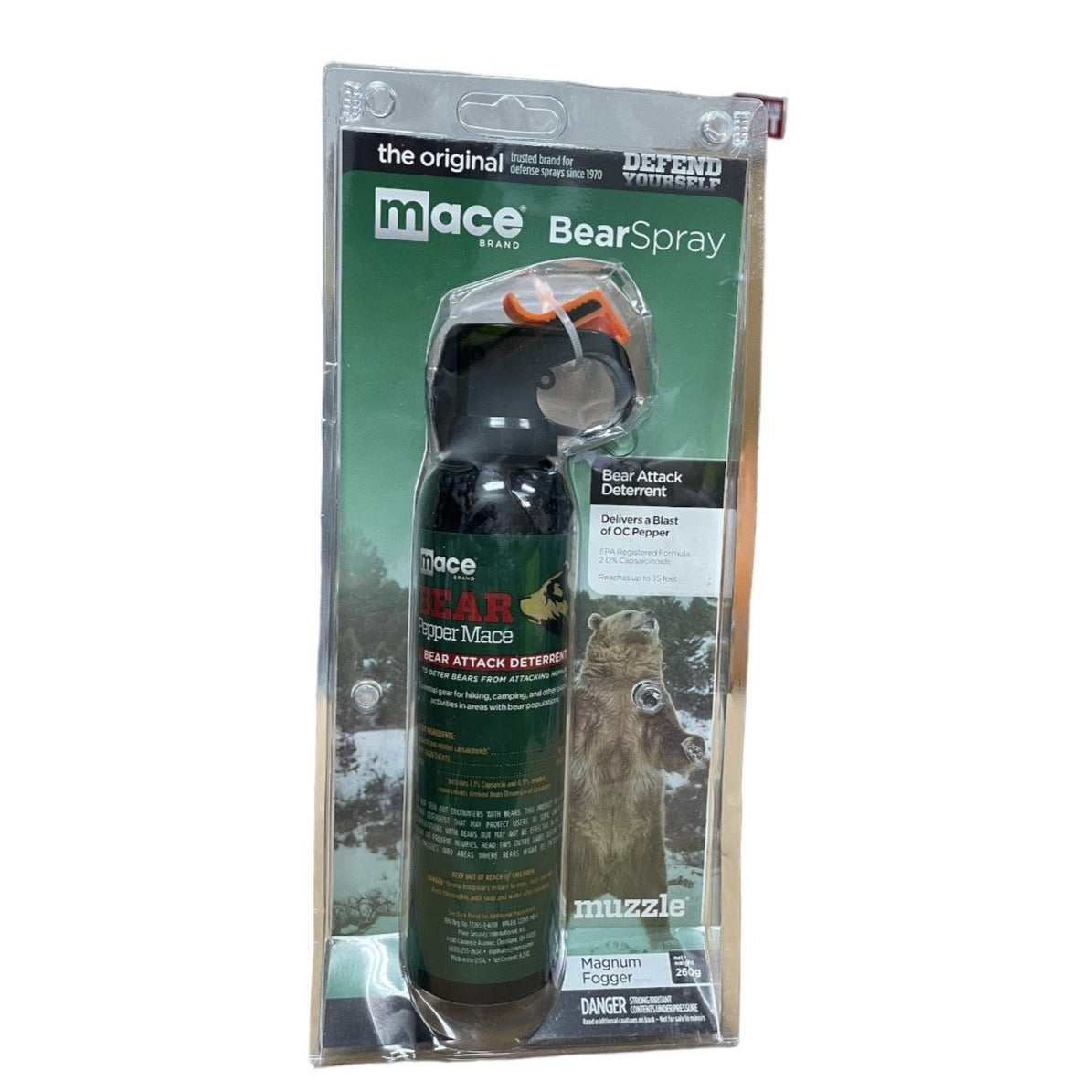 Mace Brand Pepper Spray Bear Attack Deterrent Magnum Fogger, 35ft Effective Range, 260g