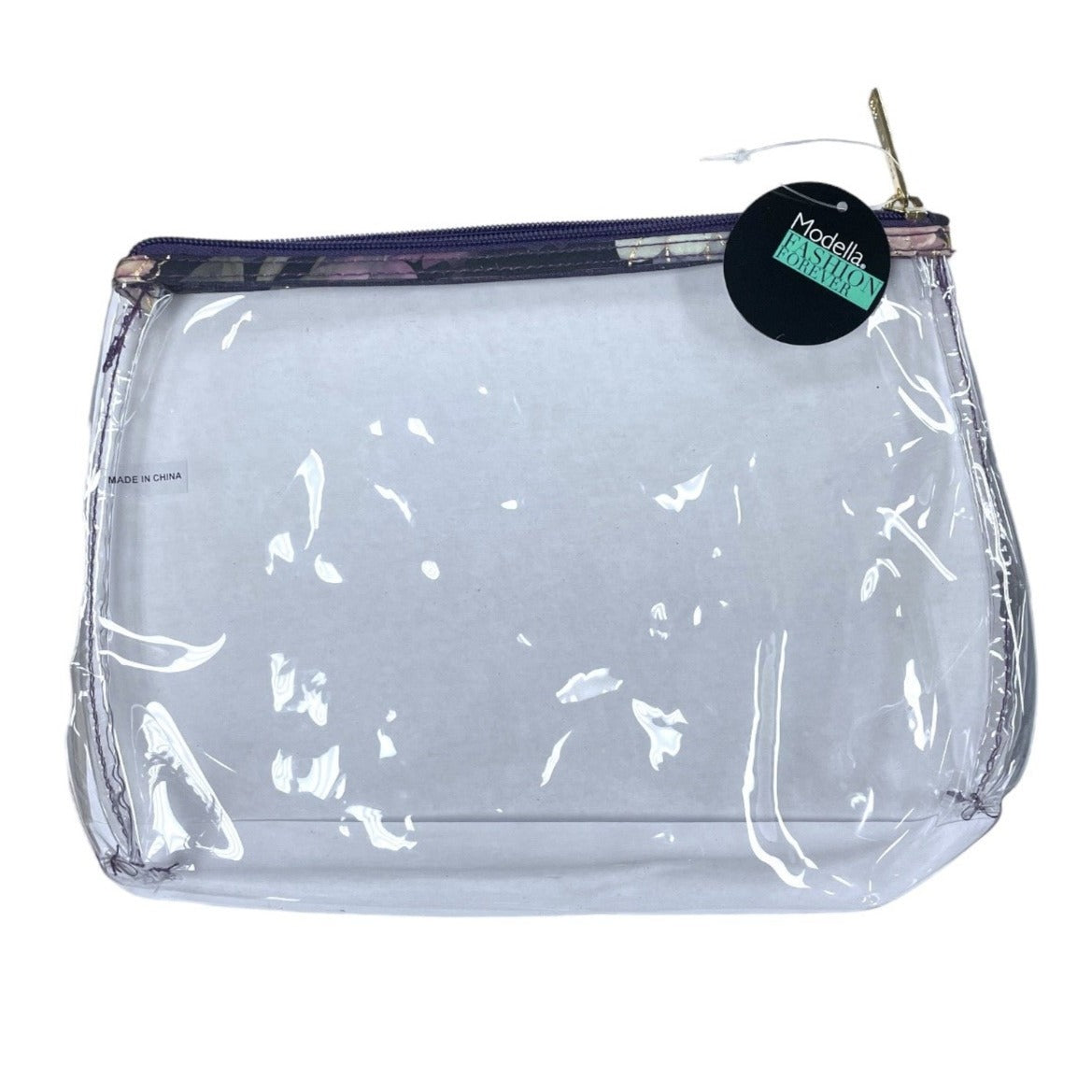 Modella Fashion Forever 3 PC Travel Makeup Bag Set Clear, Purple, Flowers