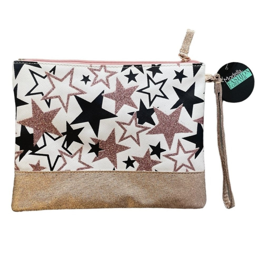 Modella Fashion Forever Wristlet Makeup Bag, Glitter Accents 9in x 7in