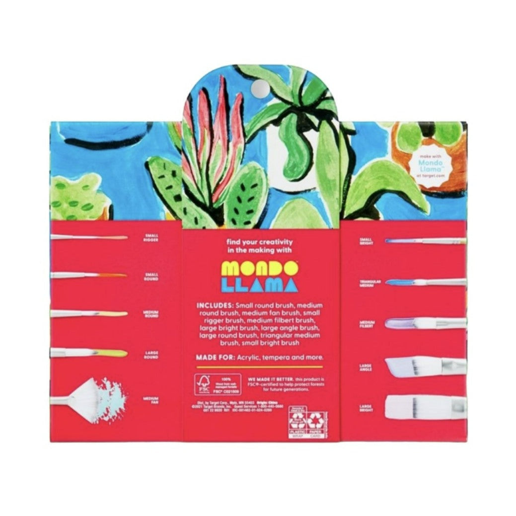 Mondo LLama Artist Paintbrush Set 10pc, Synthetic Bristles, Acrylic, Tempera