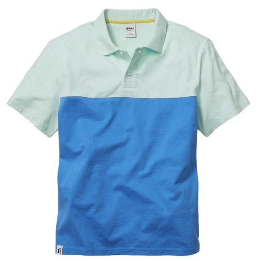 NWT Bonobos Fielder Men's Short Sleeve Colorblock Cotton Polo Shirt, Blue LARGE