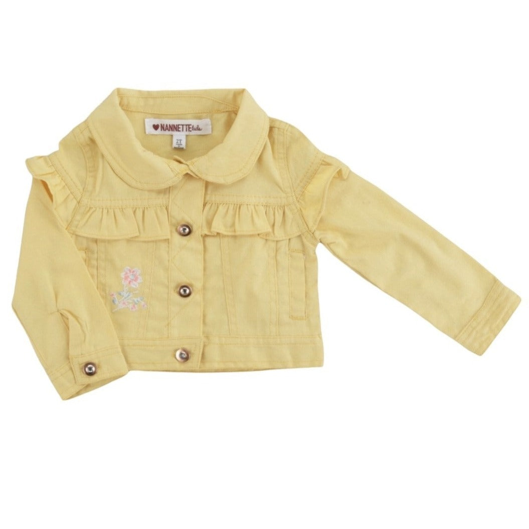NWT Nannette Toddler Girls 3Pc Jacket Set With Headband, Size 2T, Yellow White