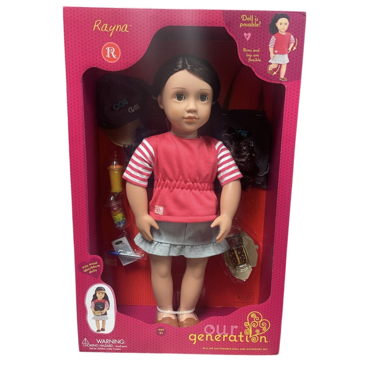 Our Generation Raya Food Truck 18 In Posable Doll With Accessories