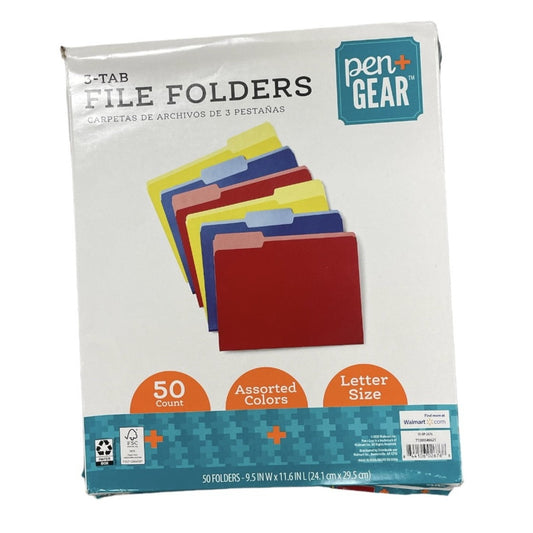 Pen + Gear File Folders, Assorted Colors, 9.5 X 11.6 Inch, 50 CT - 5 Packs (250 Folders Total) wholesale office supplies