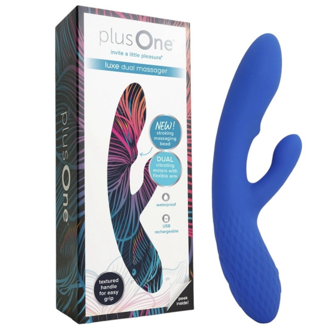 PlusOne Vibrating Dual Luxe Rabbit Stroking Bead 10 Vibration Settings Waterproof sex toy clitoris stimulator