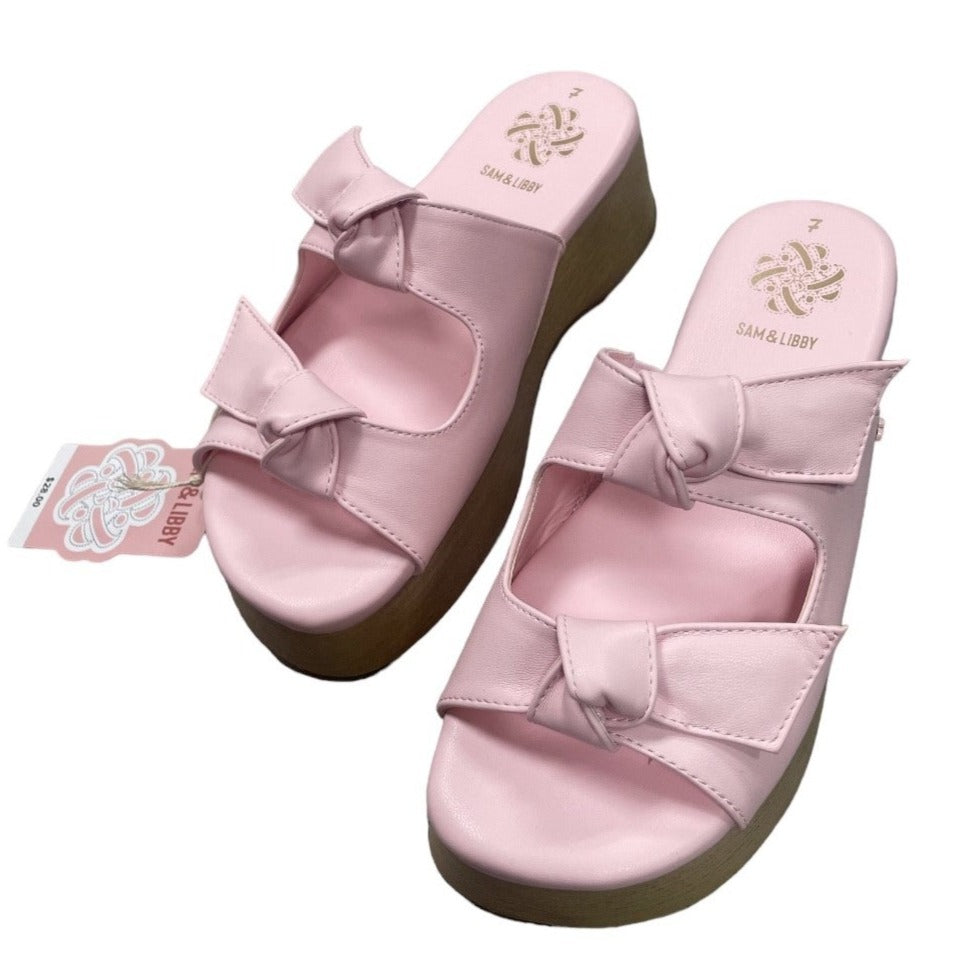 Sam & Libby Women's Indie Double Bow Slip-On Platform Sandals Shoes, Pink holiday gift idea