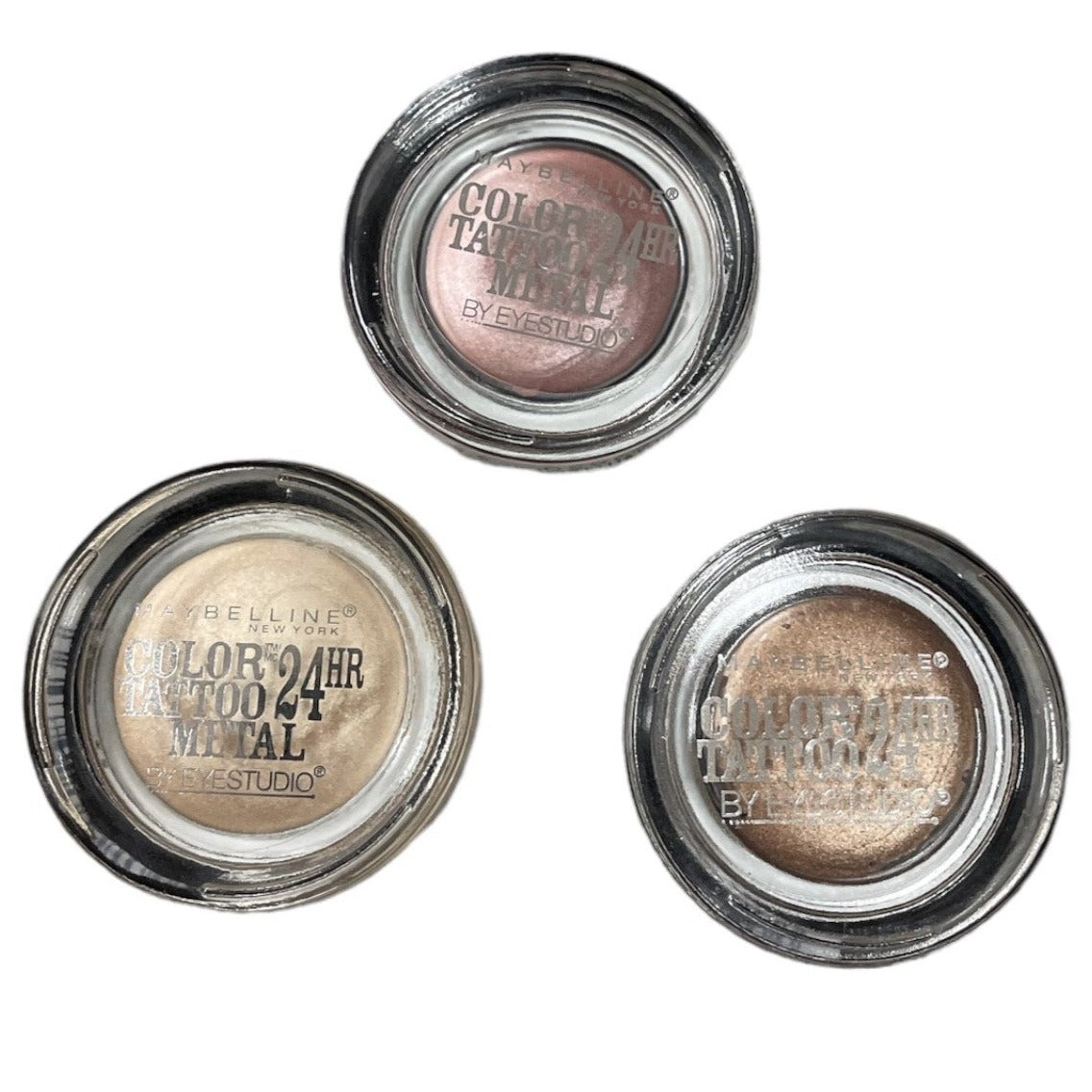 Shelf Pull Makeup - Maybelline Color Tattoo Eyeshadow Bad To The Bronze, Inked In Pink & Barely Branded - 36 Units cosmetics liquidations wholesale overstock