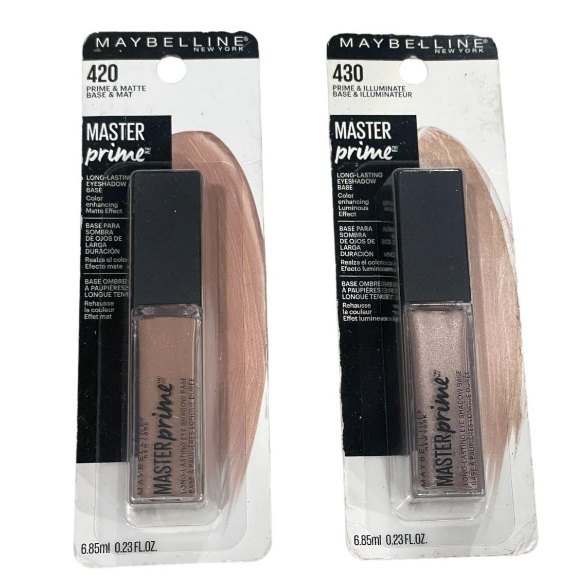 Shelf Pull Makeup - Maybelline New York Master Prime Eyeshadow Base 420 Matte & 430 Illuminate - 84 Units cosmetics liquidations overstock  wholesale HBA