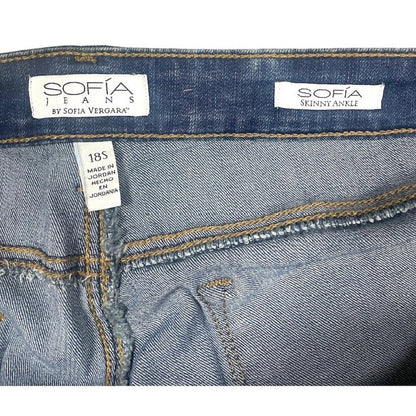 Sofia Jeans Sofia Vergara Women's Skinny Mid Rise Ankle Jeans Medium Wash,  18S
