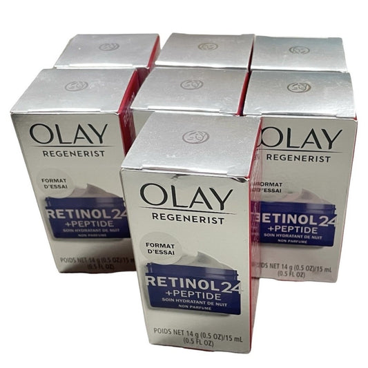 Overstock - Olay Regenerist Retinol 24 Peptide Night Face Moisturizer Trial Size 0.5oz - 7  PCs LOT hba liquidations flea market boutique inventory