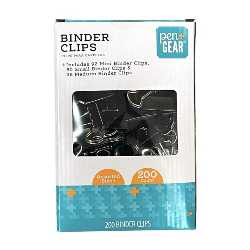 Pen + Gear Binder Clips, 200 CT Each, Assorted Sizes - 3 PACKS  WM573BC-200 Office Supplies
