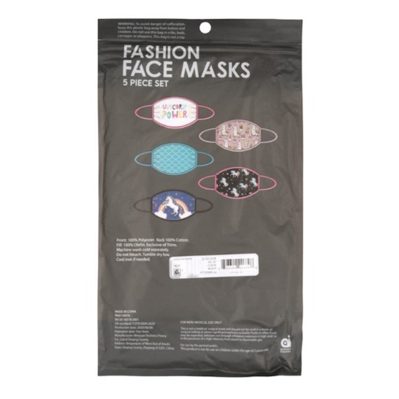 5 Piece Pack Adult Magic Collection Reusable Face Masks, One Size Fits Most