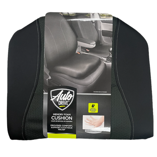 Auto Drive Memory Foam Seat Cushion, Black, 15.75 In X 17.32 In X 2.17 In