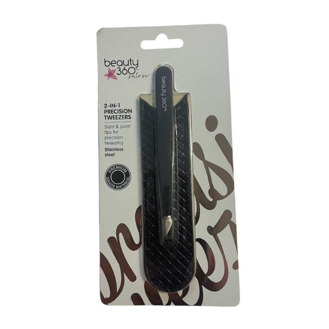 Beauty 360 2-In-1 Precision Stainless Steel Tweezers, Slant & Point Tips Liquidation discount store deal of the day black friday stocking filler