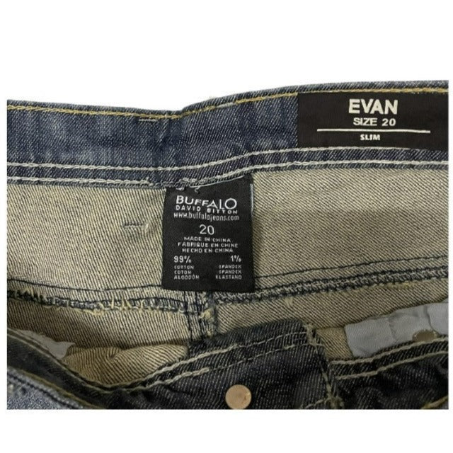 Buffalo David Britton Evan Slim Big Boys jeans Vain Wash, BUBYB544, Size 20