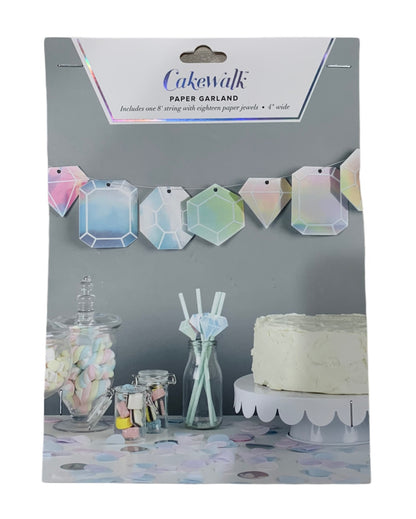 Pack Of 8 Cakewalk Paper Garland Jewel Theme, 8 Ft String & 15 Paper Jewels Each
