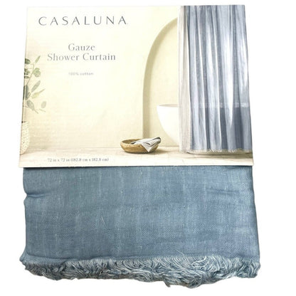 Casaluna Gauze Shower Curtain Sky Blue 72 in x 72 in, 100% Cotton bargain liquidations closeout overstock deal