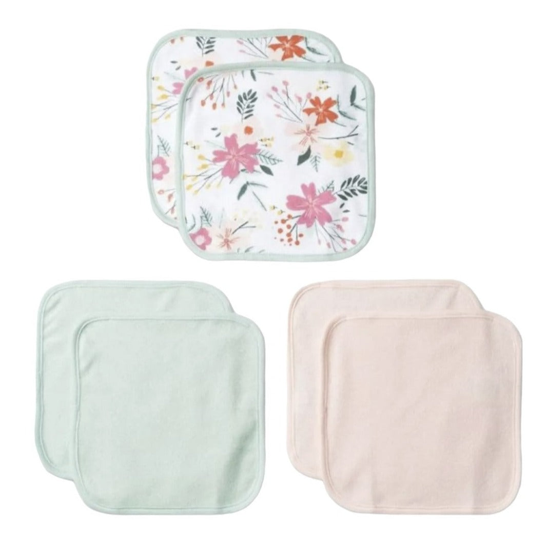 Cloud Island Baby Girls' 6pk Floral Meadow Washcloth Set