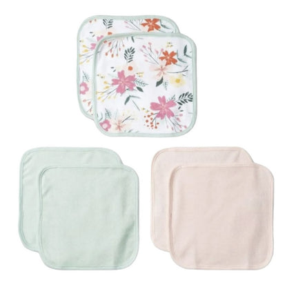 Cloud Island Baby Girls' 6pk Floral Meadow Washcloth Set