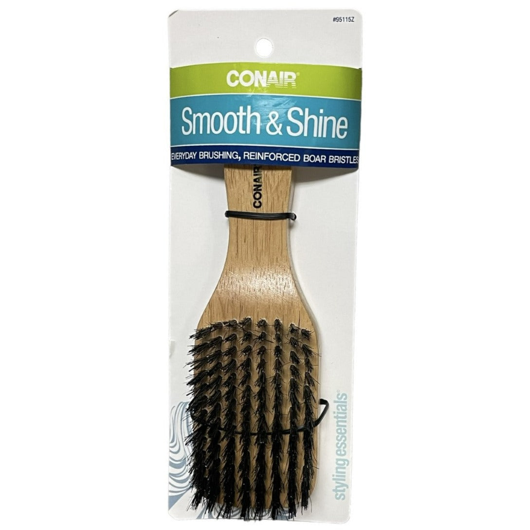 Conair Smooth & Shine Wood Club Brush Reinforced Boar Bristles 95115Z