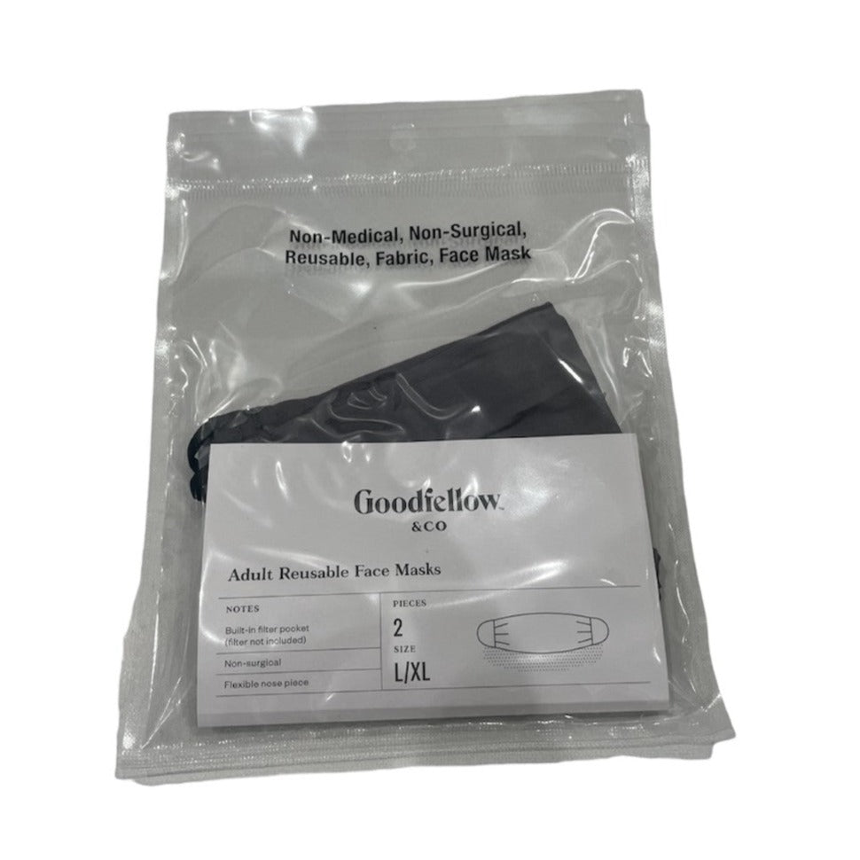 10 Packs Goodiellow & CO Adult Reusable Face Masks, Size L/XL, Black, Gray - 20 Masks Total