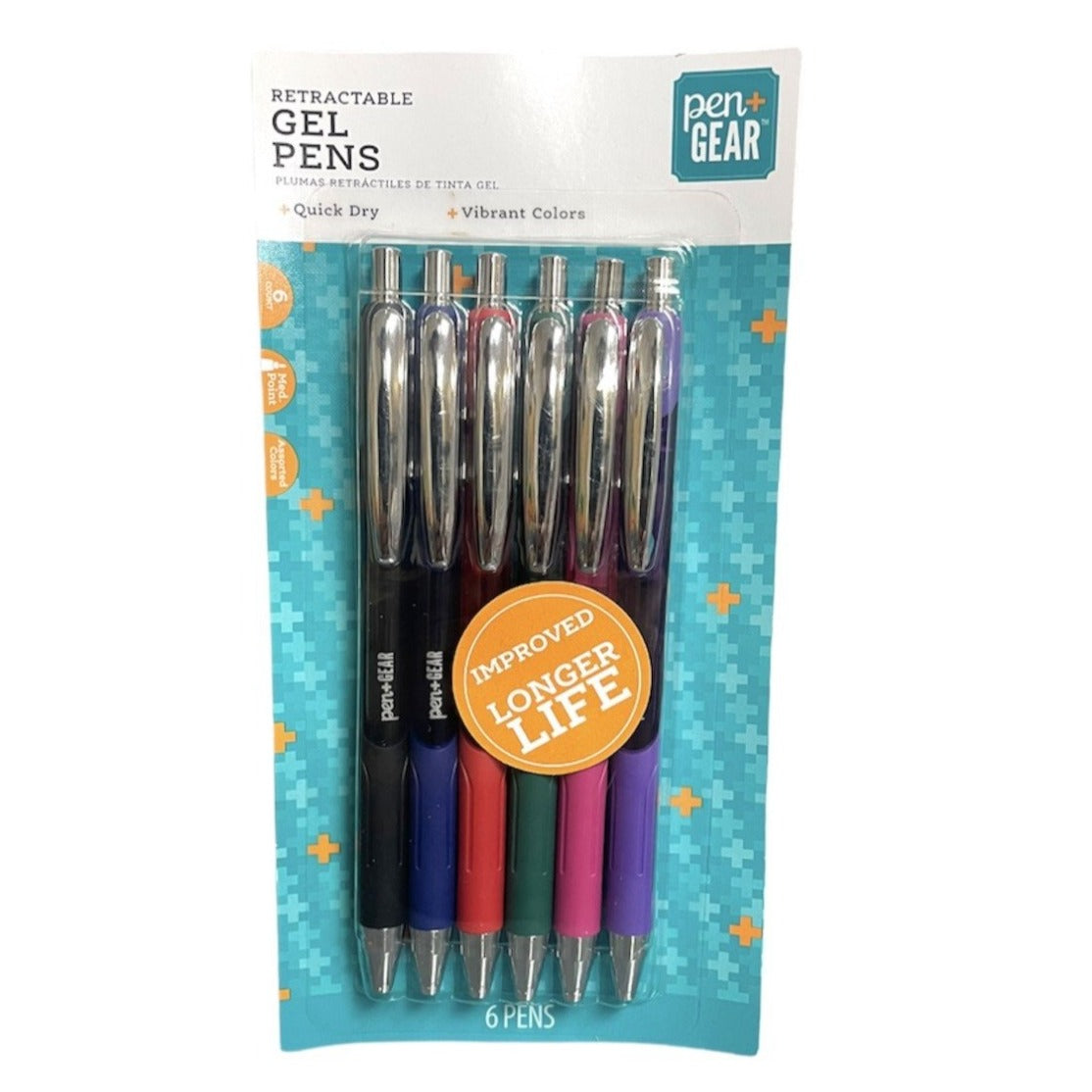 Pen+Gear Retractable Gel Pens, Medium Point, 6 Ct Each, Assorted Color