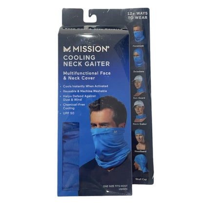 Mission Cooling Neck Gaiter Face & Neck Cover, Blue, 12+ Ways To Wear, Adult, One-Size Fits Most