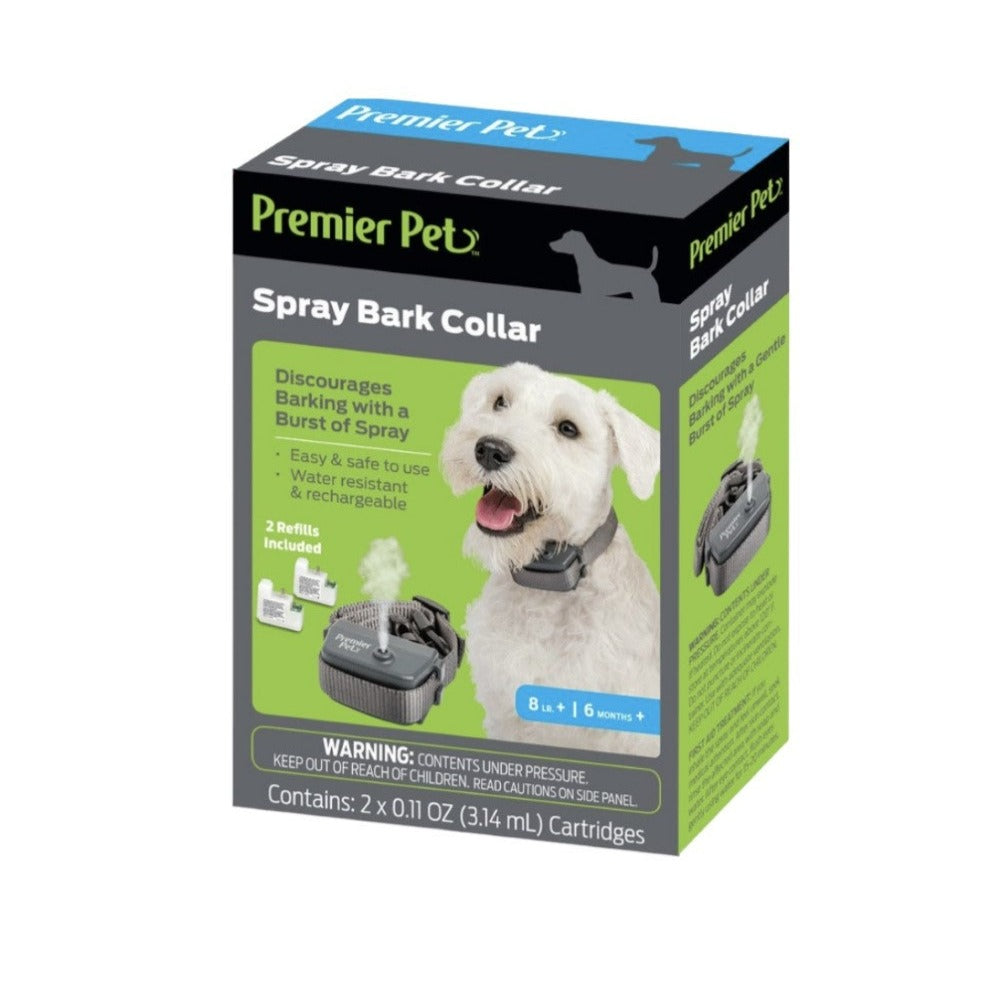 Premier Pet Spray Bark Collar For Dogs 8+ Lb. And 6+ Months, Rechargeable, 2 Cartridges Included