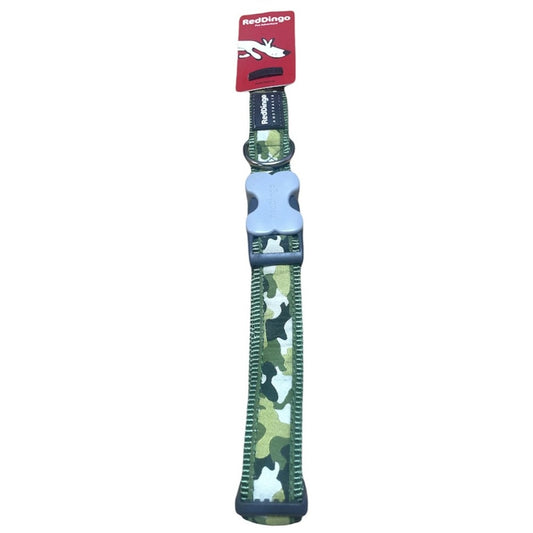 Red Dingo Daisy Chain Dog Collar, Large, Adjustable Neck Size, Camouflage Green