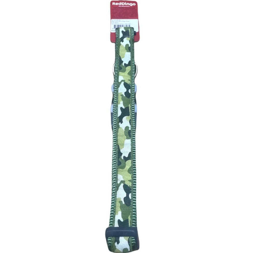 Red Dingo Daisy Chain Dog Collar, Large, Adjustable Neck Size, Camouflage Green
